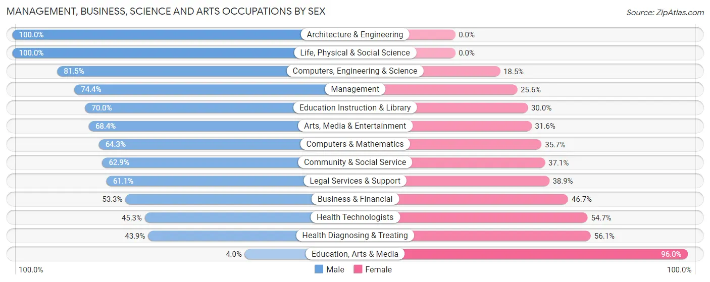 Management, Business, Science and Arts Occupations by Sex in Zip Code 32963
