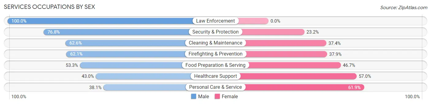 Services Occupations by Sex in Zip Code 32968