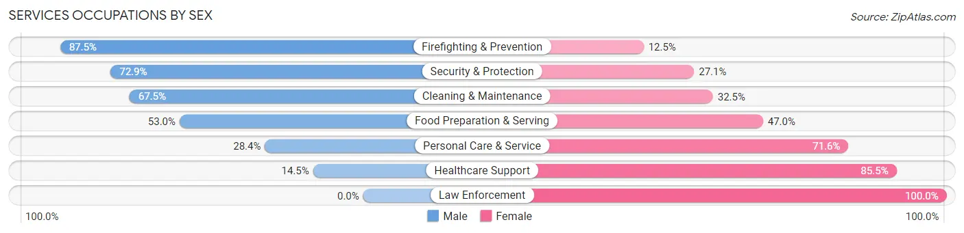Services Occupations by Sex in Zip Code 33004