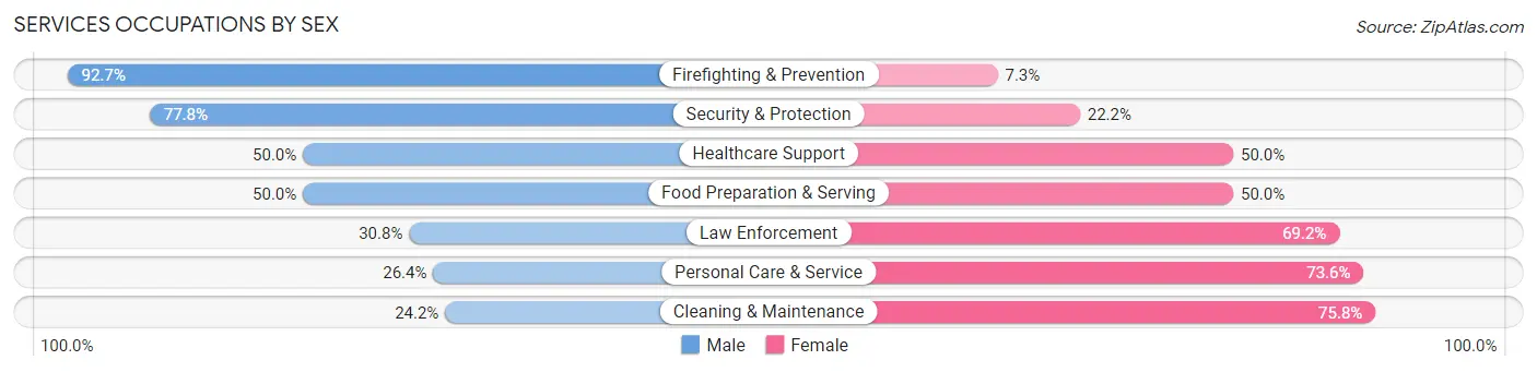 Services Occupations by Sex in Zip Code 33019