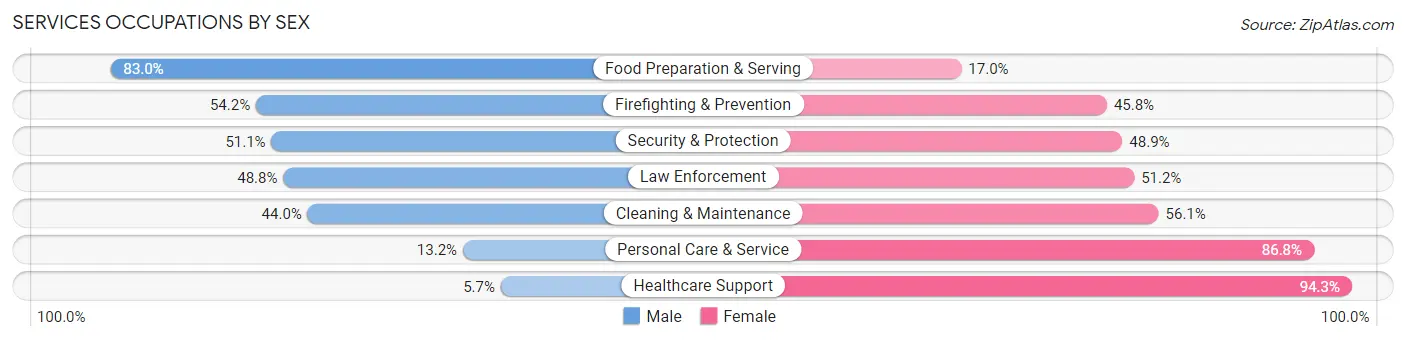 Services Occupations by Sex in Zip Code 33027