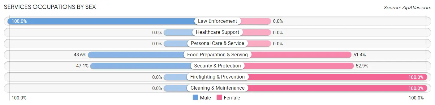 Services Occupations by Sex in Zip Code 33051