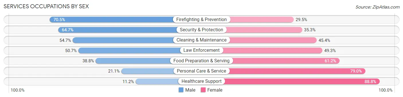 Services Occupations by Sex in Zip Code 33056