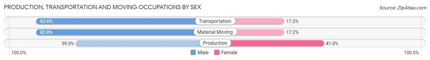 Production, Transportation and Moving Occupations by Sex in Zip Code 33125