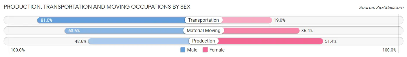 Production, Transportation and Moving Occupations by Sex in Zip Code 33134