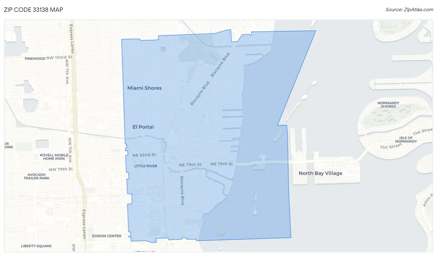 Zip Code 33138 Map