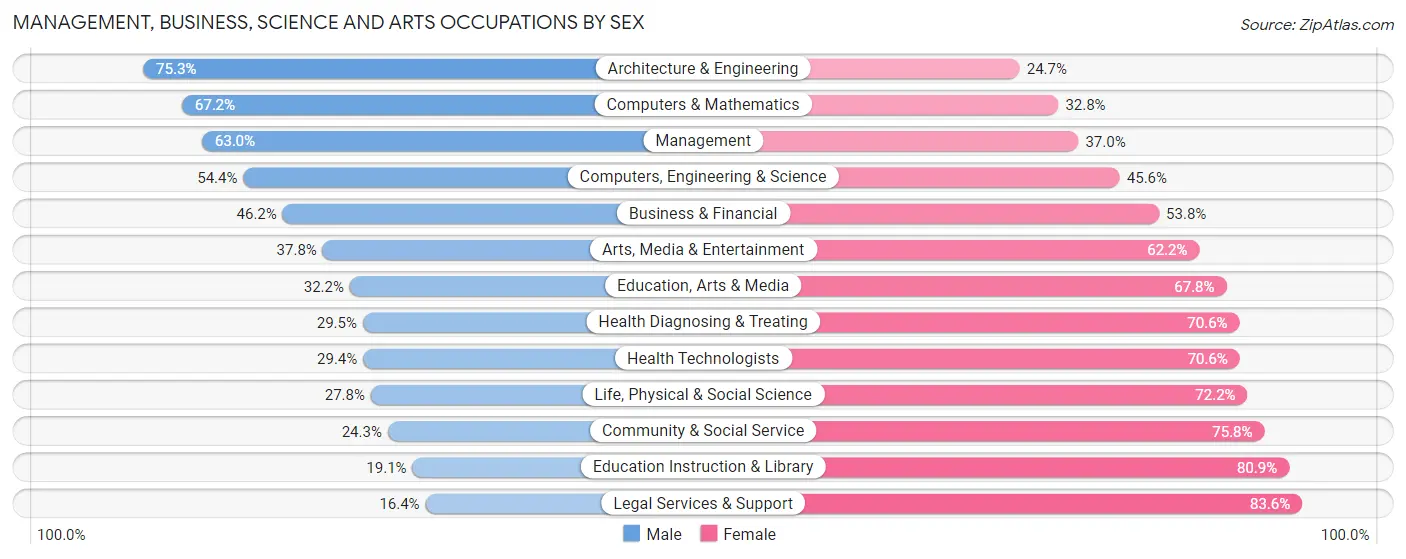 Management, Business, Science and Arts Occupations by Sex in Zip Code 33142
