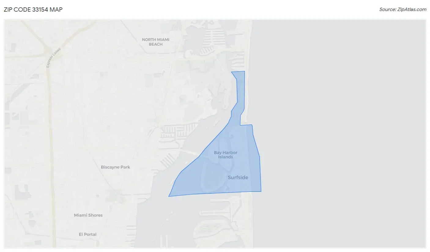 Zip Code 33154 Map