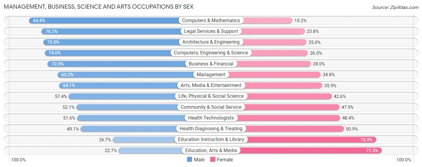Management, Business, Science and Arts Occupations by Sex in Zip Code 33158