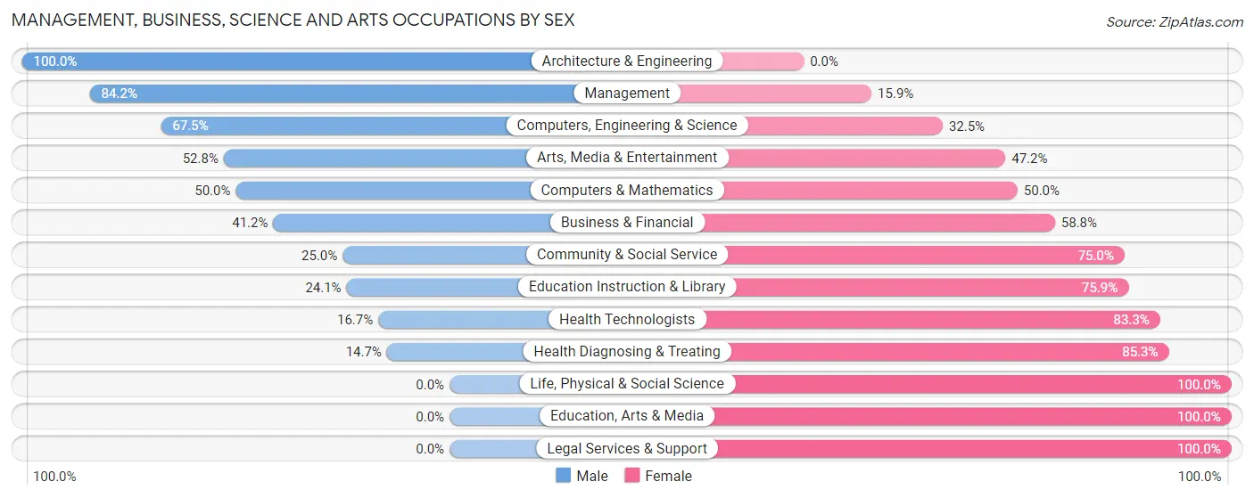 Management, Business, Science and Arts Occupations by Sex in Zip Code 33170