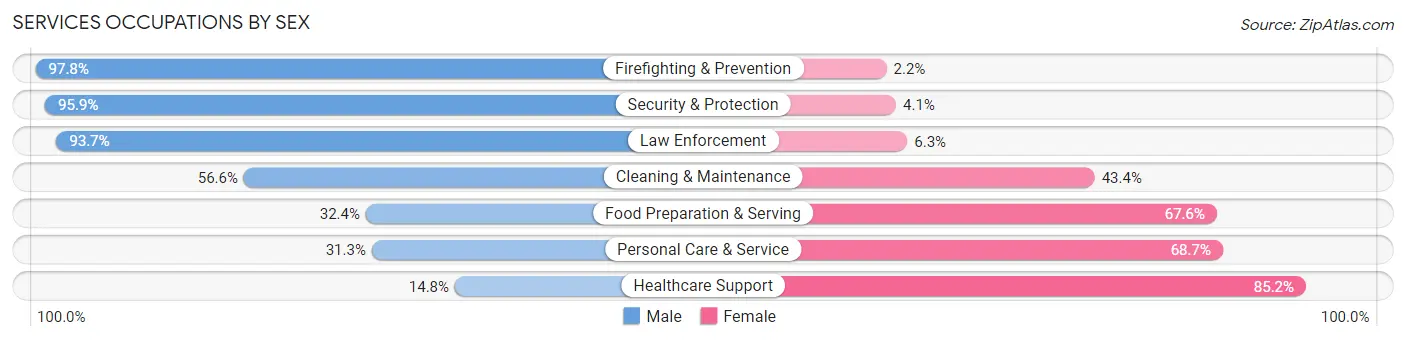 Services Occupations by Sex in Zip Code 33177