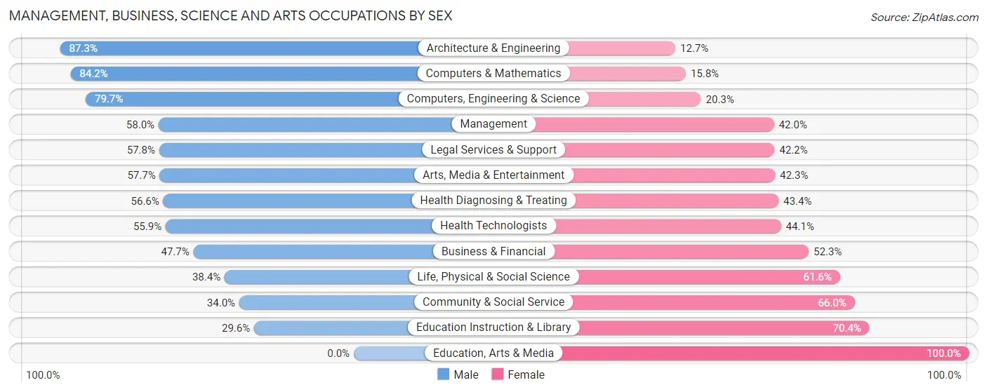 Management, Business, Science and Arts Occupations by Sex in Zip Code 33180