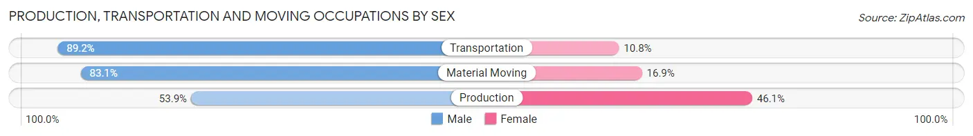Production, Transportation and Moving Occupations by Sex in Zip Code 33196