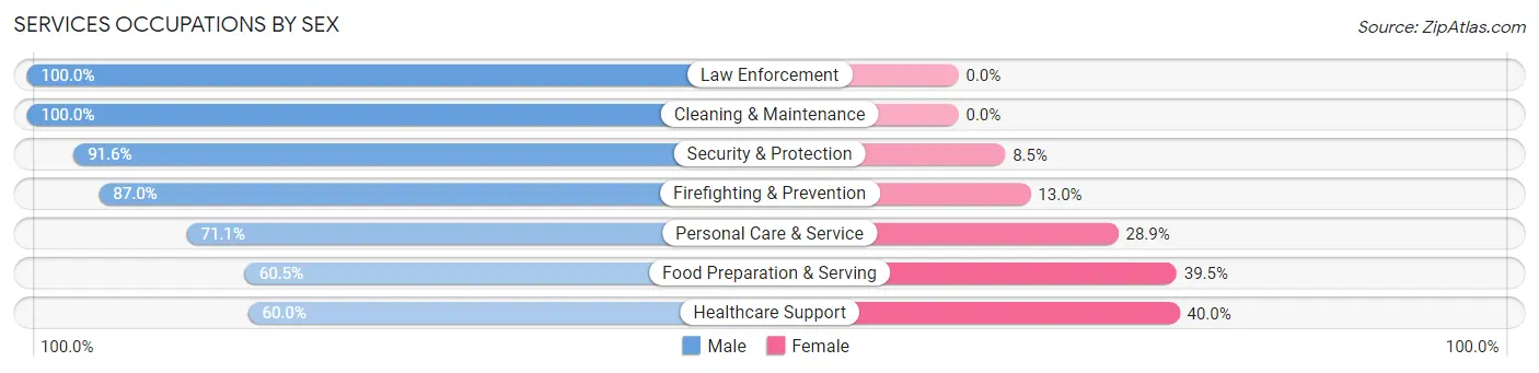 Services Occupations by Sex in Zip Code 33301