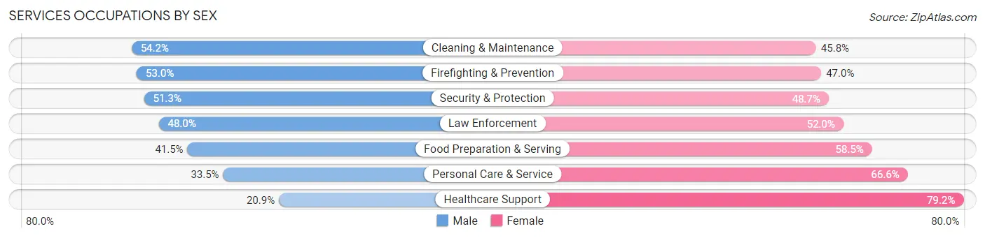 Services Occupations by Sex in Zip Code 33413