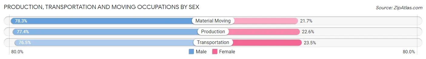 Production, Transportation and Moving Occupations by Sex in Zip Code 33486