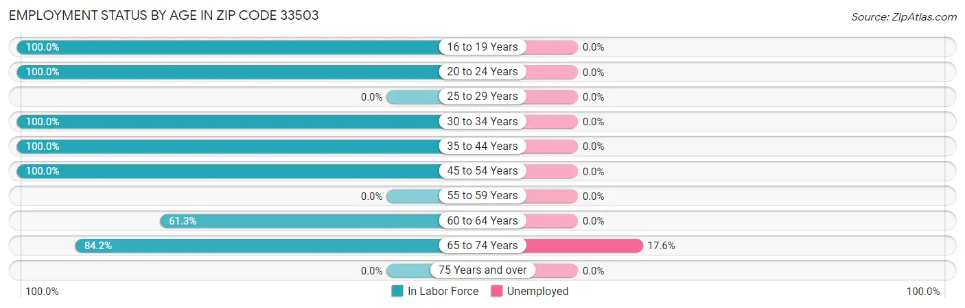 Employment Status by Age in Zip Code 33503