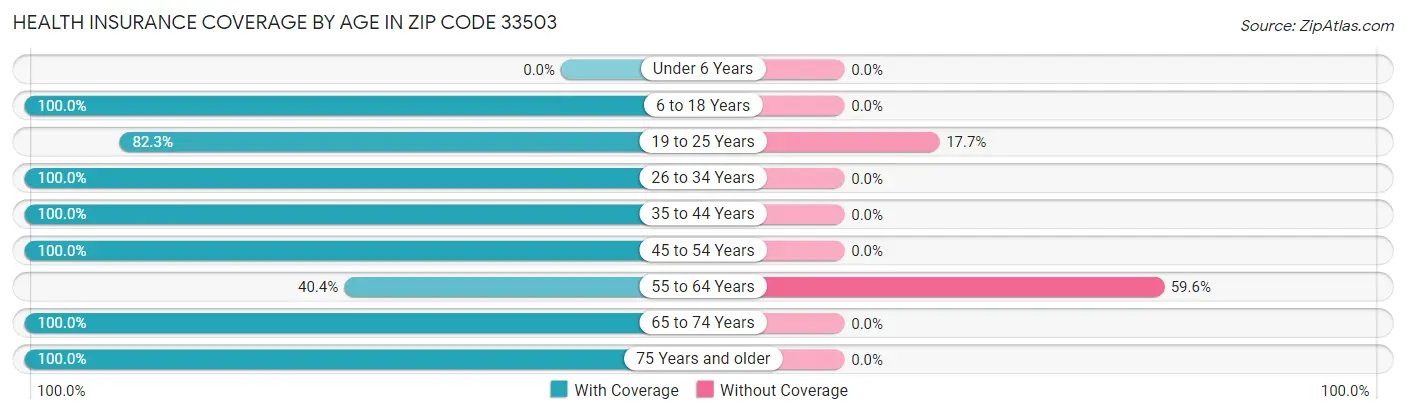 Health Insurance Coverage by Age in Zip Code 33503
