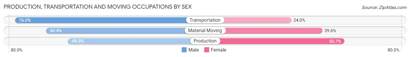 Production, Transportation and Moving Occupations by Sex in Zip Code 33548