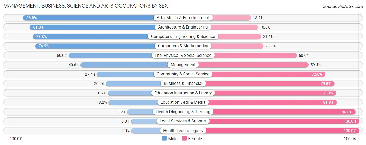 Management, Business, Science and Arts Occupations by Sex in Zip Code 33563