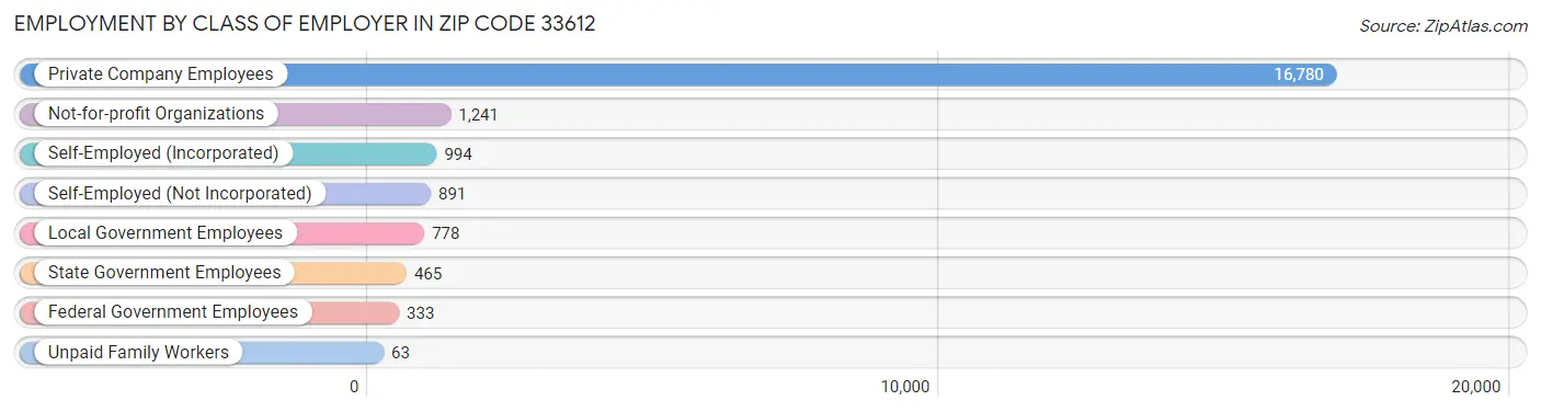 Employment by Class of Employer in Zip Code 33612