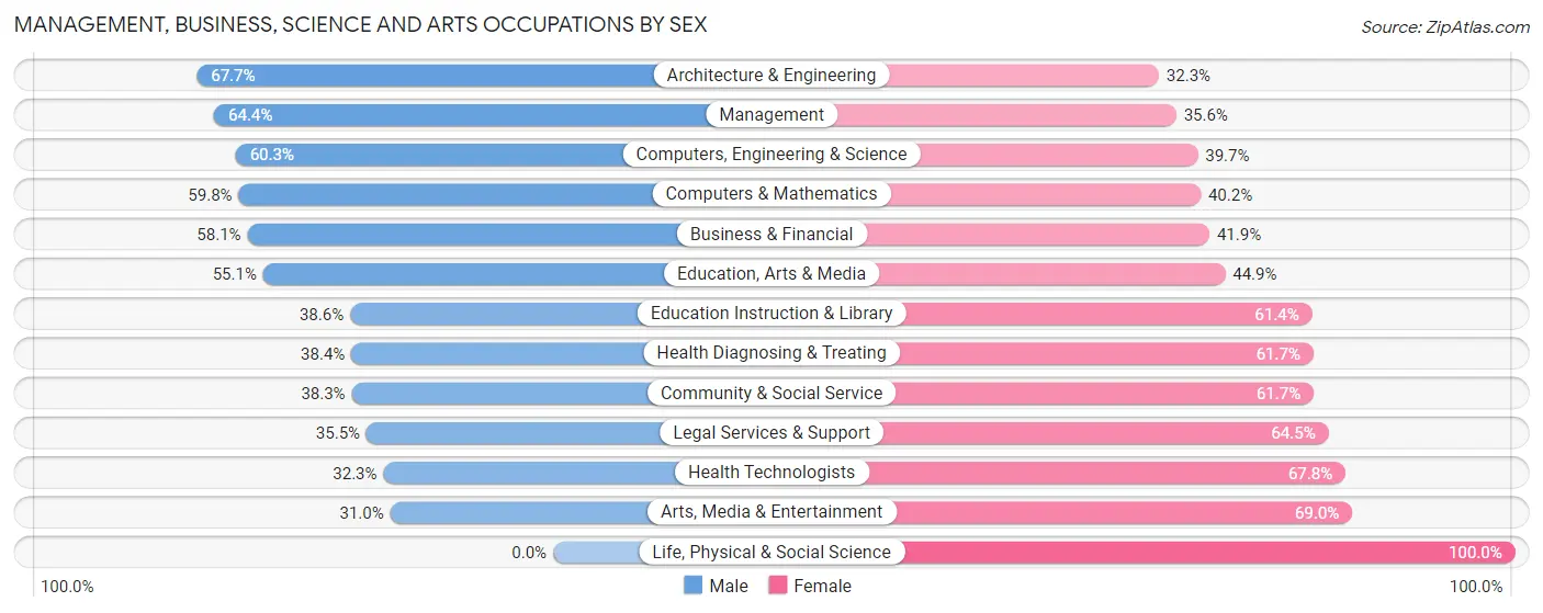 Management, Business, Science and Arts Occupations by Sex in Zip Code 33635