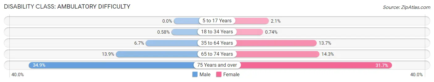 Disability in Zip Code 33709: <span>Ambulatory Difficulty</span>