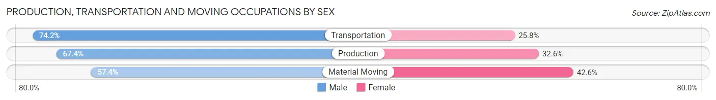 Production, Transportation and Moving Occupations by Sex in Zip Code 33712