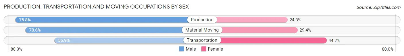 Production, Transportation and Moving Occupations by Sex in Zip Code 33781