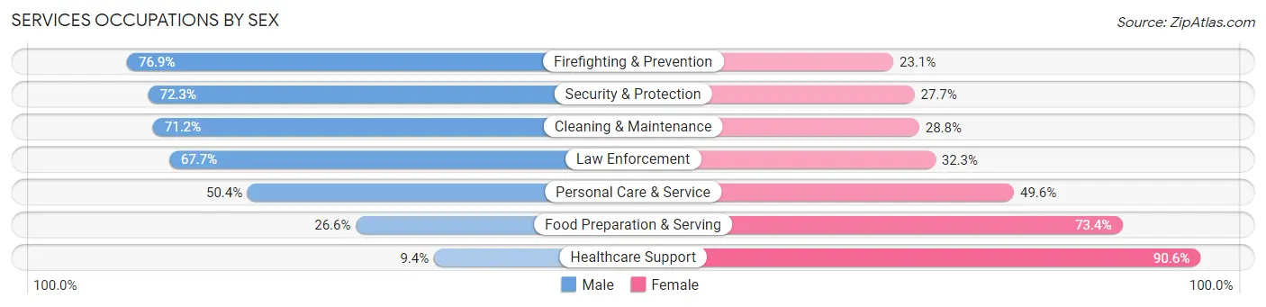 Services Occupations by Sex in Zip Code 33809