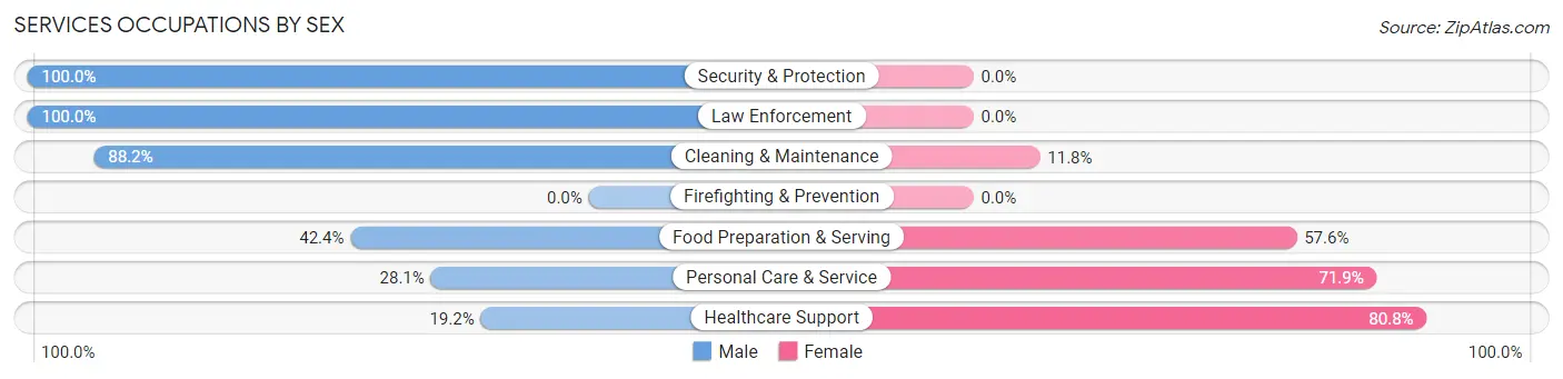 Services Occupations by Sex in Zip Code 33947