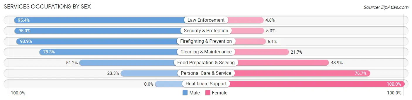 Services Occupations by Sex in Zip Code 33948