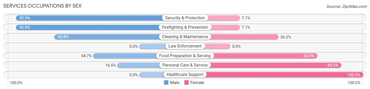 Services Occupations by Sex in Zip Code 33966
