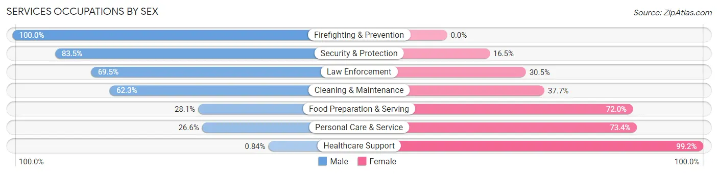 Services Occupations by Sex in Zip Code 33976
