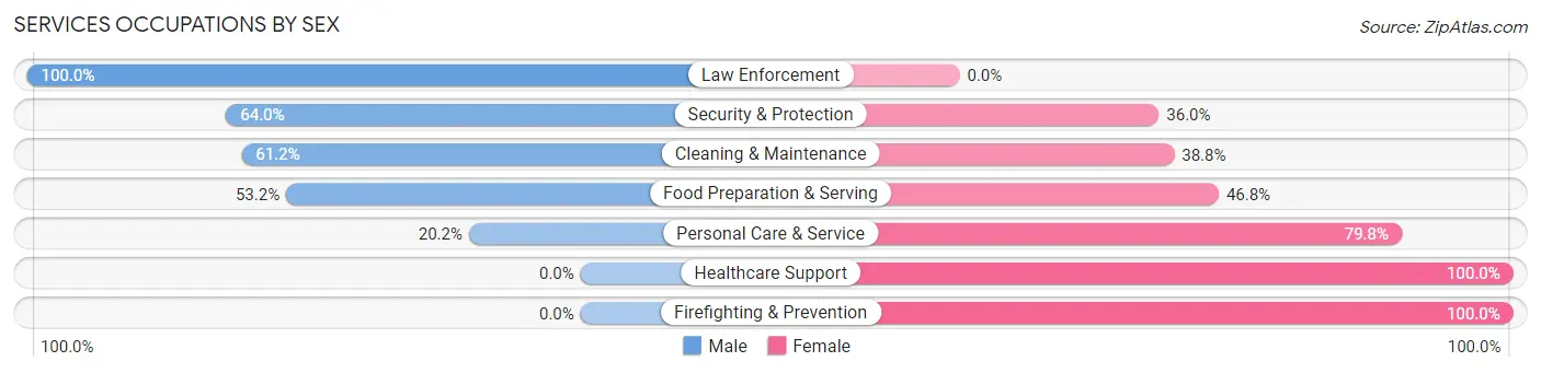 Services Occupations by Sex in Zip Code 34224