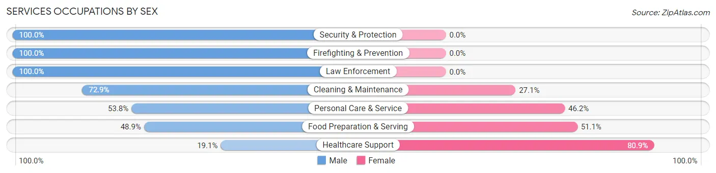 Services Occupations by Sex in Zip Code 34604