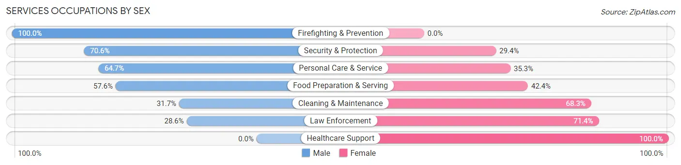 Services Occupations by Sex in Zip Code 34688