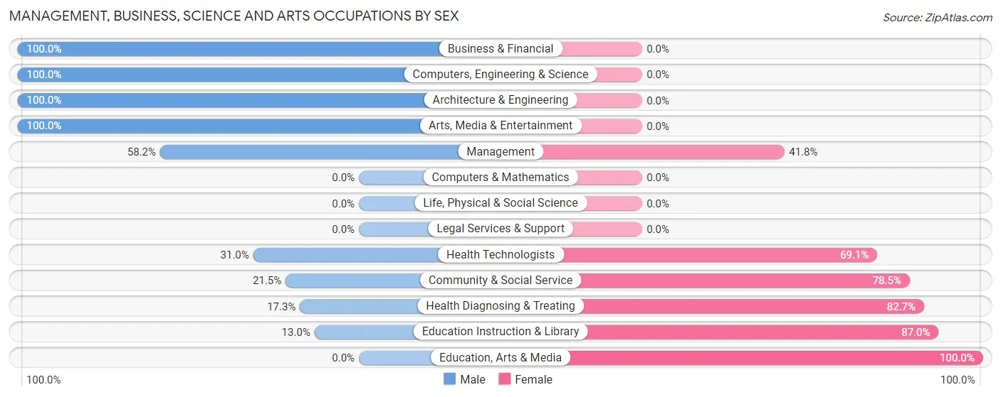 Management, Business, Science and Arts Occupations by Sex in Zip Code 34753