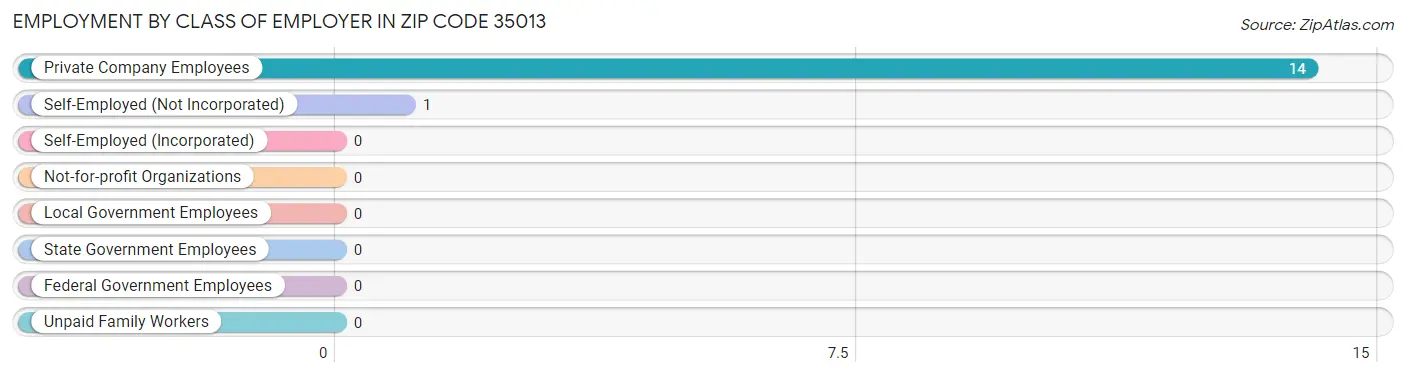 Employment by Class of Employer in Zip Code 35013