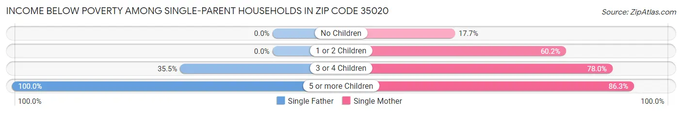 Income Below Poverty Among Single-Parent Households in Zip Code 35020