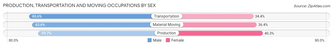 Production, Transportation and Moving Occupations by Sex in Zip Code 35020