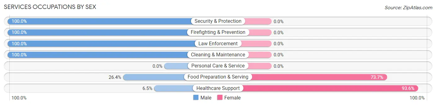 Services Occupations by Sex in Zip Code 35033