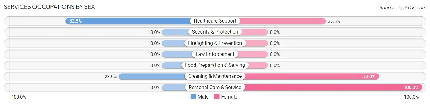 Services Occupations by Sex in Zip Code 35053