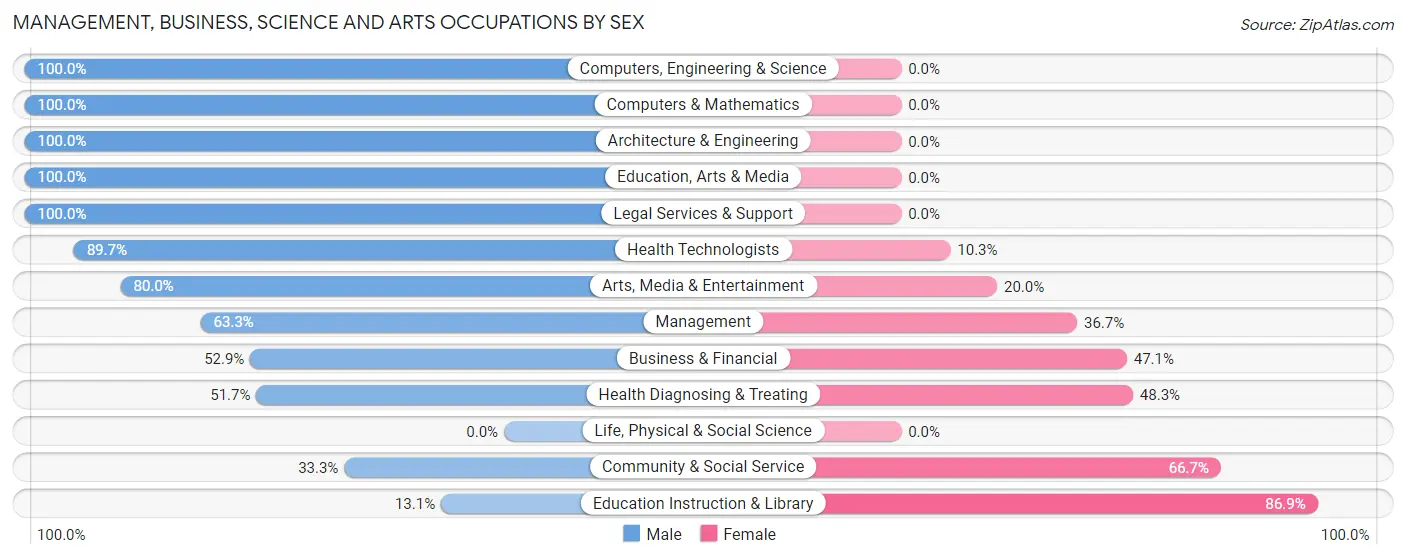 Management, Business, Science and Arts Occupations by Sex in Zip Code 35058
