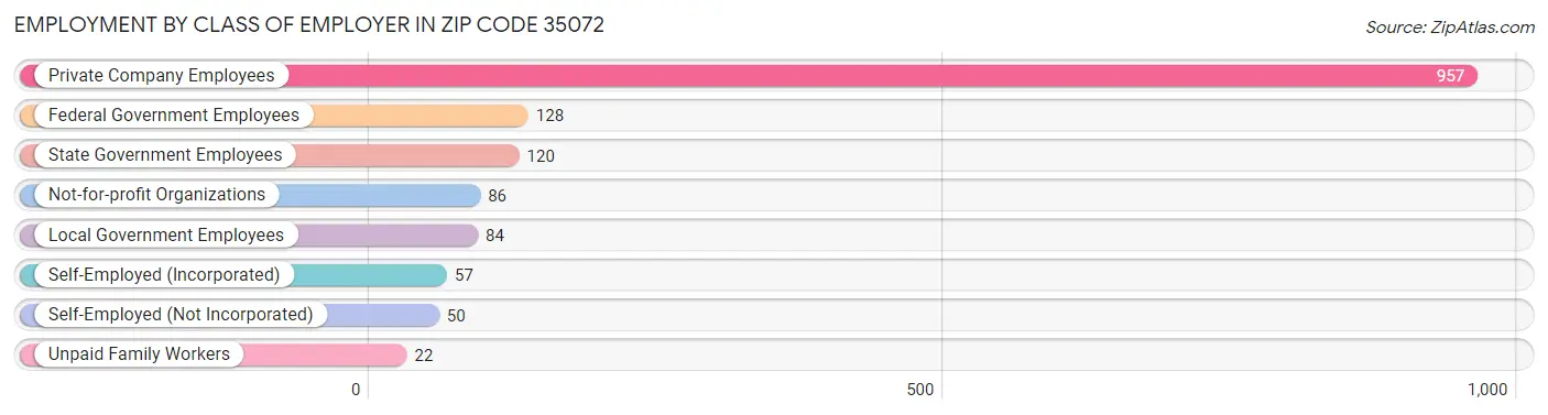 Employment by Class of Employer in Zip Code 35072