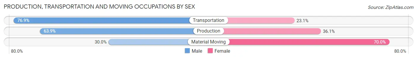 Production, Transportation and Moving Occupations by Sex in Zip Code 35073