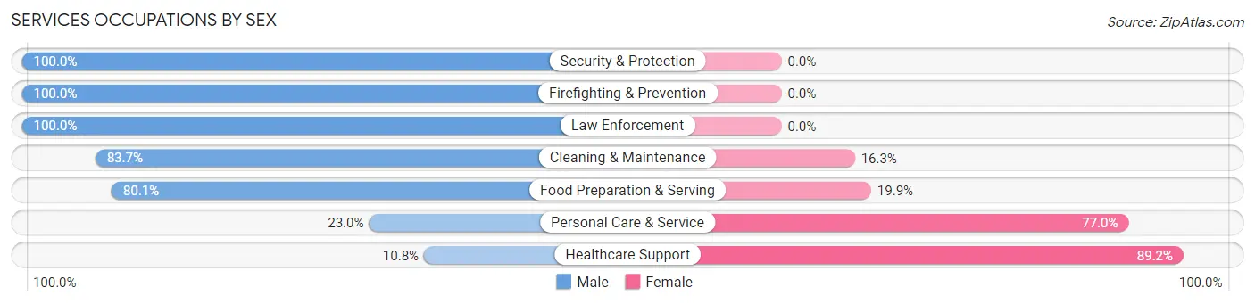 Services Occupations by Sex in Zip Code 35080