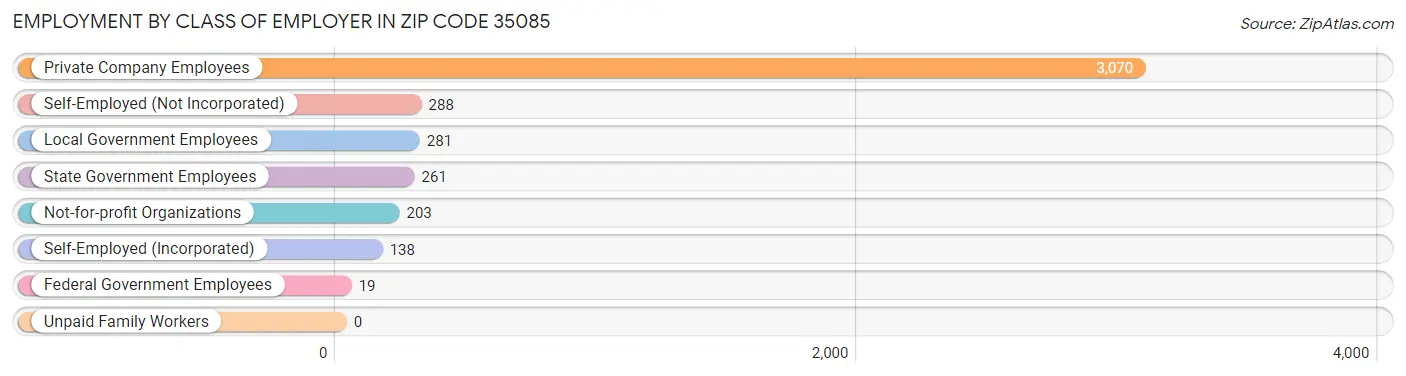 Employment by Class of Employer in Zip Code 35085