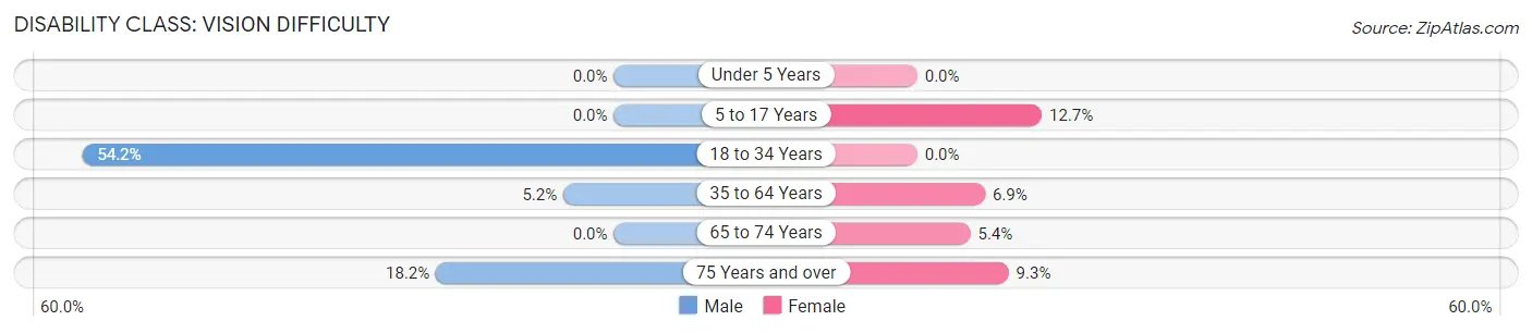 Disability in Zip Code 35136: <span>Vision Difficulty</span>