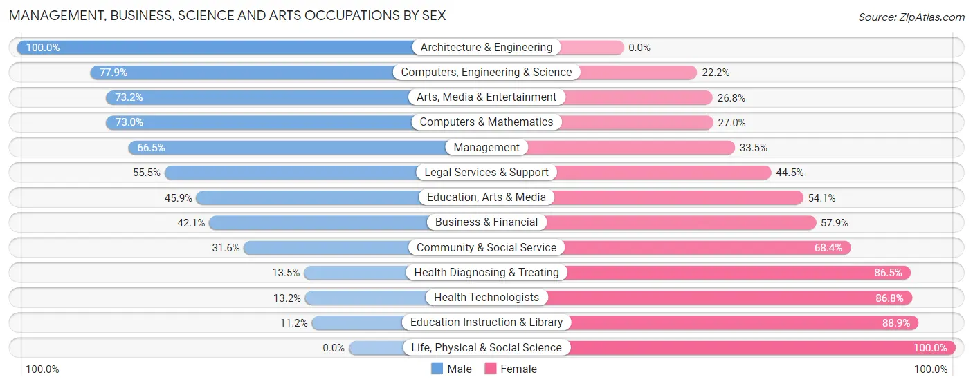 Management, Business, Science and Arts Occupations by Sex in Zip Code 35173
